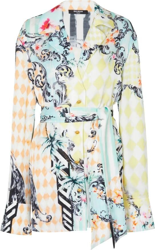 Balmain Losse geriemde shirt met barokprint Multicolor Dames