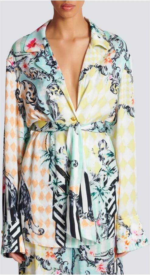 Balmain Losse geriemde shirt met barokprint Multicolor Dames - Foto 5