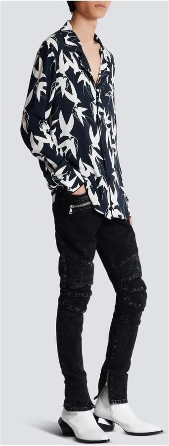 Balmain Losse shirt met zwaluwprint Black Heren - Foto 8