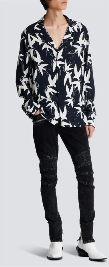 Balmain Losse shirt met zwaluwprint Black Heren - Foto 7