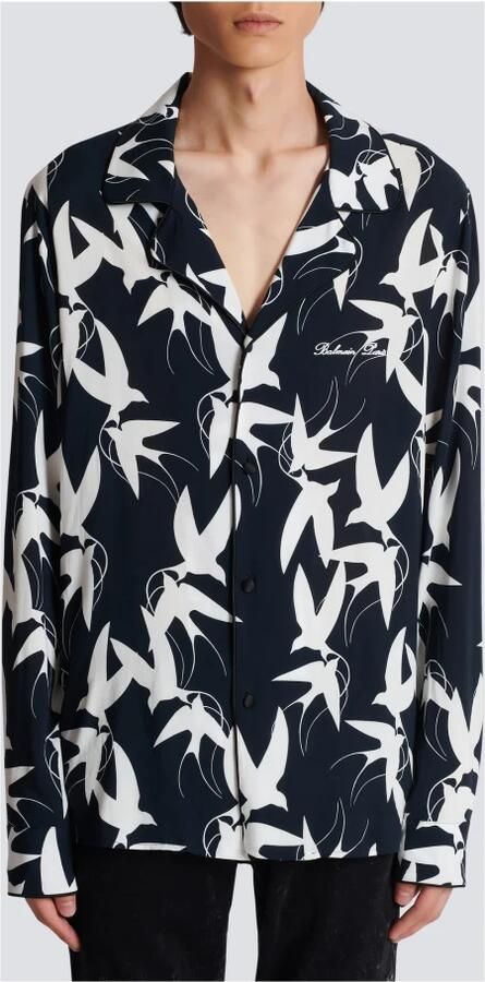 Balmain Losse shirt met zwaluwprint Black Heren - Foto 4