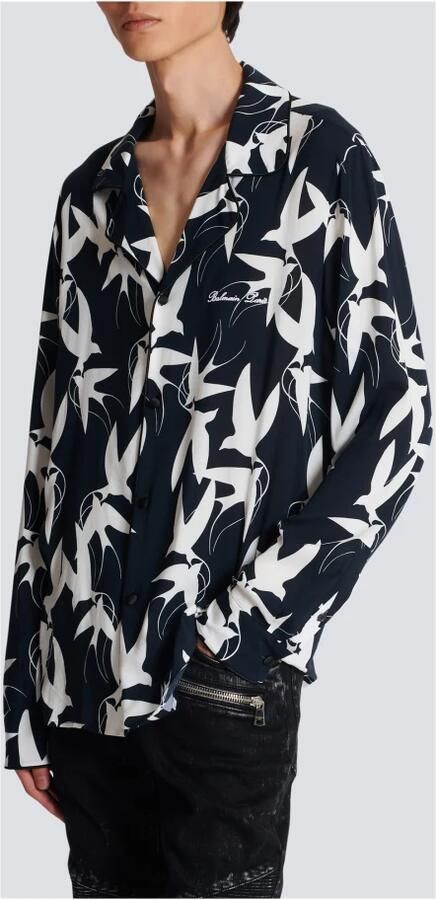 Balmain Losse shirt met zwaluwprint Black Heren - Foto 5