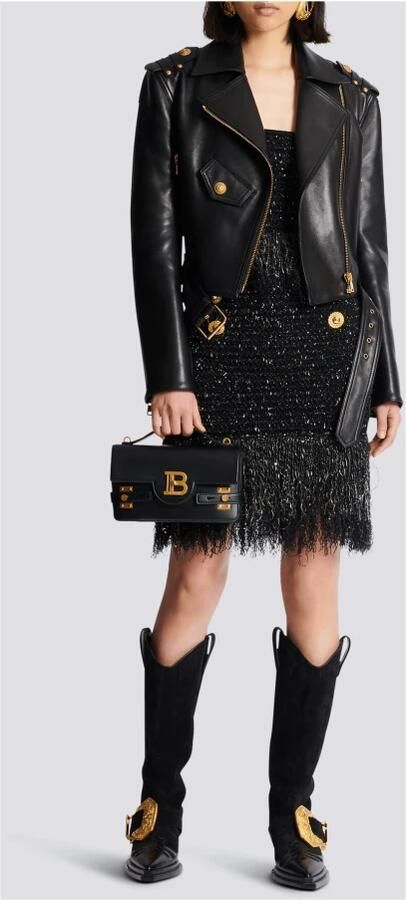 Balmain Lurex tweed schouderband top Black Dames - Foto 6