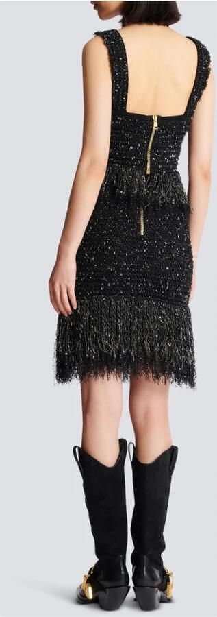 Balmain Lurex tweed schouderband top Black Dames - Foto 8
