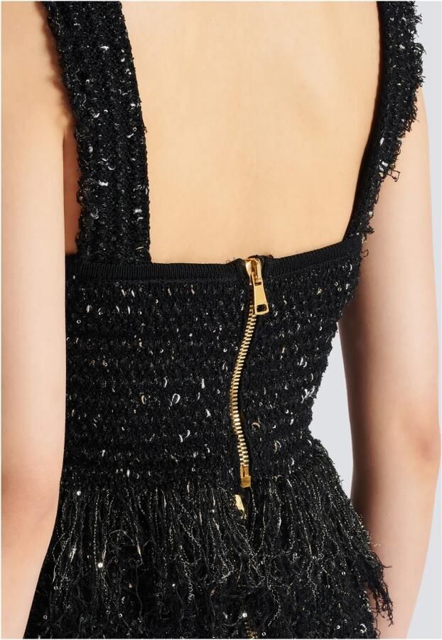 Balmain Lurex tweed schouderband top Black Dames - Foto 3