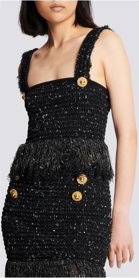 Balmain Lurex tweed schouderband top Black Dames - Foto 5