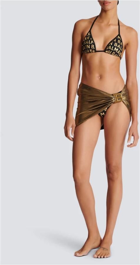 Balmain Wikkelrok met logoplakkaat Goud - Foto 2