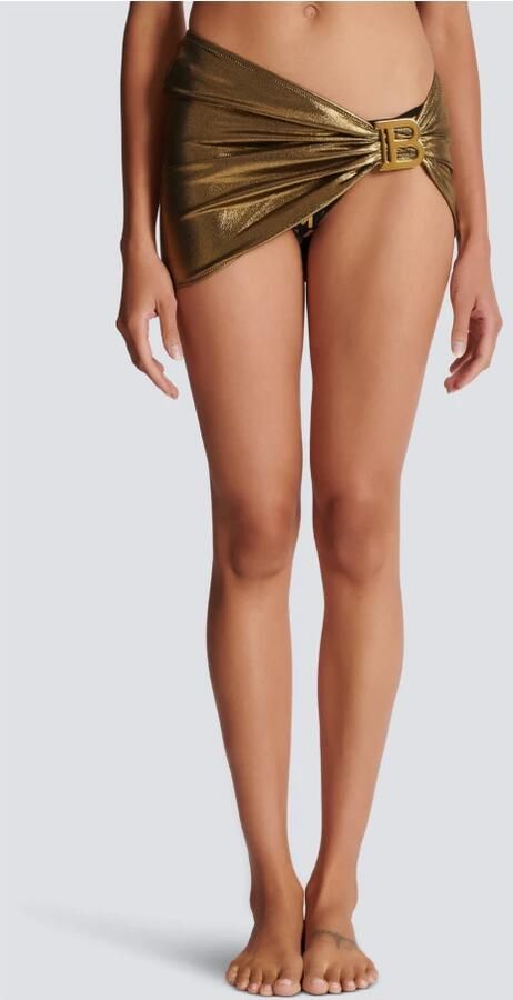 Balmain Wikkelrok met logoplakkaat Goud - Foto 3