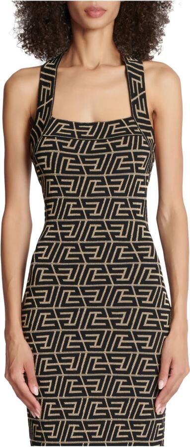 Balmain Monogram Gebreide Jurk met Open Rug Multicolor Dames - Foto 7
