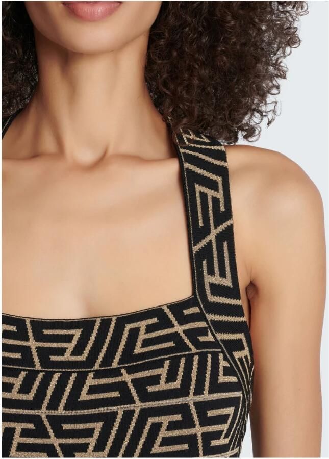 Balmain Monogram Gebreide Jurk met Open Rug Multicolor Dames - Foto 4