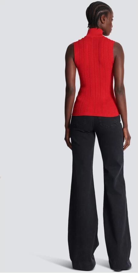 Balmain Mouwloze gebreide top Rood Dames - Foto 4