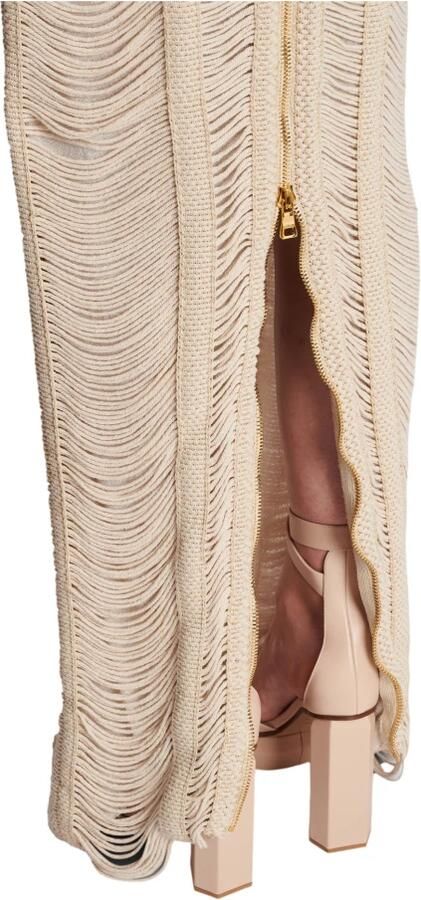 Balmain Lange jurk met opengewerkt macramé Beige Dames - Foto 3