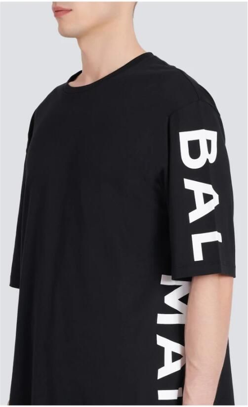 Balmain Oversized ecologisch ontworpen katoenen T-shirt met logoprint Black Heren - Foto 3