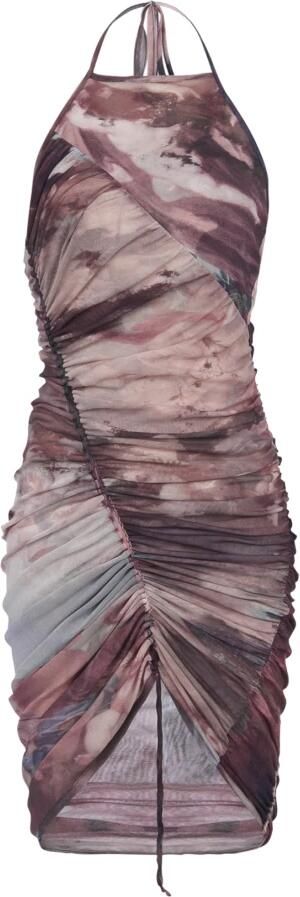 Balmain Korte pastel bedrukte gedrapeerde tule jurk Meerkleurig Dames
