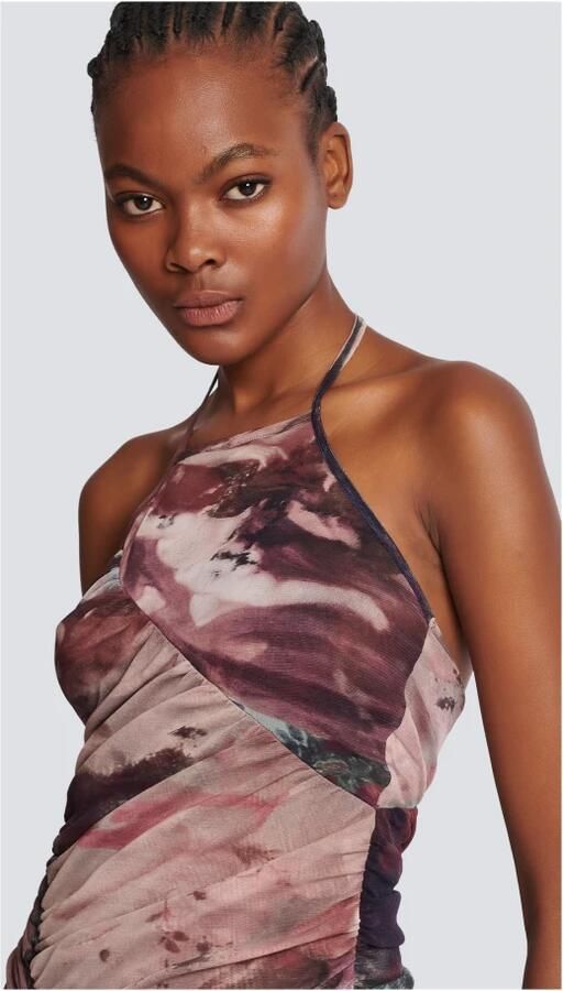 Balmain Korte pastel bedrukte gedrapeerde tule jurk Meerkleurig Dames - Foto 2