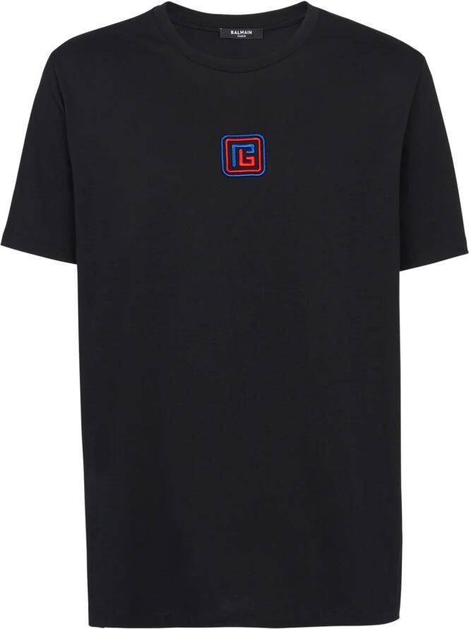 Balmain Biologisch katoenen T-shirt met relaxte pasvorm Black Heren