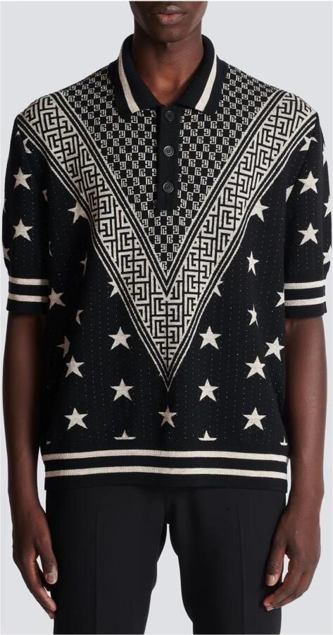 Balmain Polo shirt met monogram sterren Black Heren - Foto 2