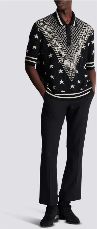 Balmain Polo shirt met monogram sterren Black Heren - Foto 5