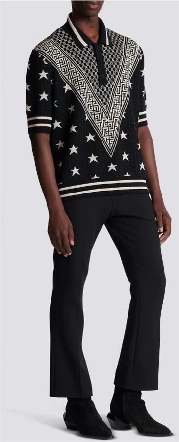 Balmain Polo shirt met monogram sterren Black Heren - Foto 6