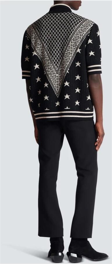 Balmain Polo shirt met monogram sterren Black Heren - Foto 4