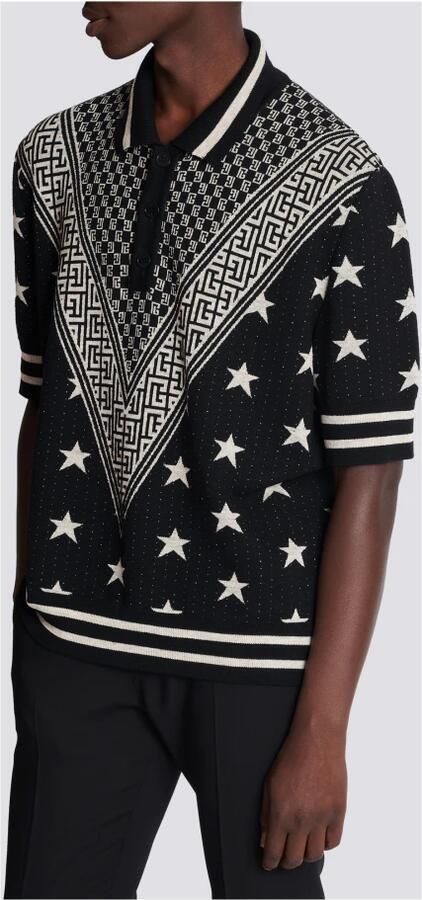 Balmain Polo shirt met monogram sterren Black Heren - Foto 3