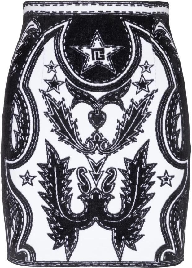 Balmain Rechte rok met decoratieve stiksels Black Dames