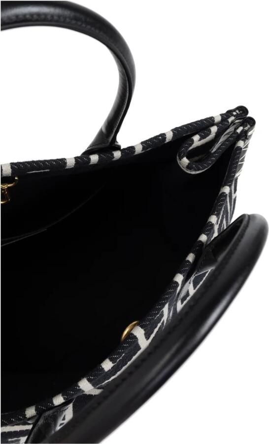Balmain B-Army 42 monogram jacquard en leren tote tas Black Dames - Foto 7