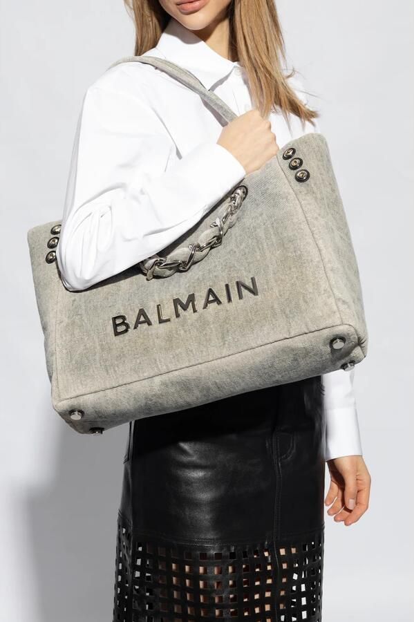 Balmain 1945 Zachte vervaagde denim tote tas Gray Dames - Foto 5