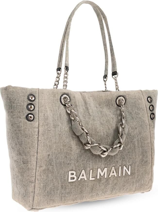 Balmain 1945 Zachte vervaagde denim tote tas Gray Dames - Foto 3