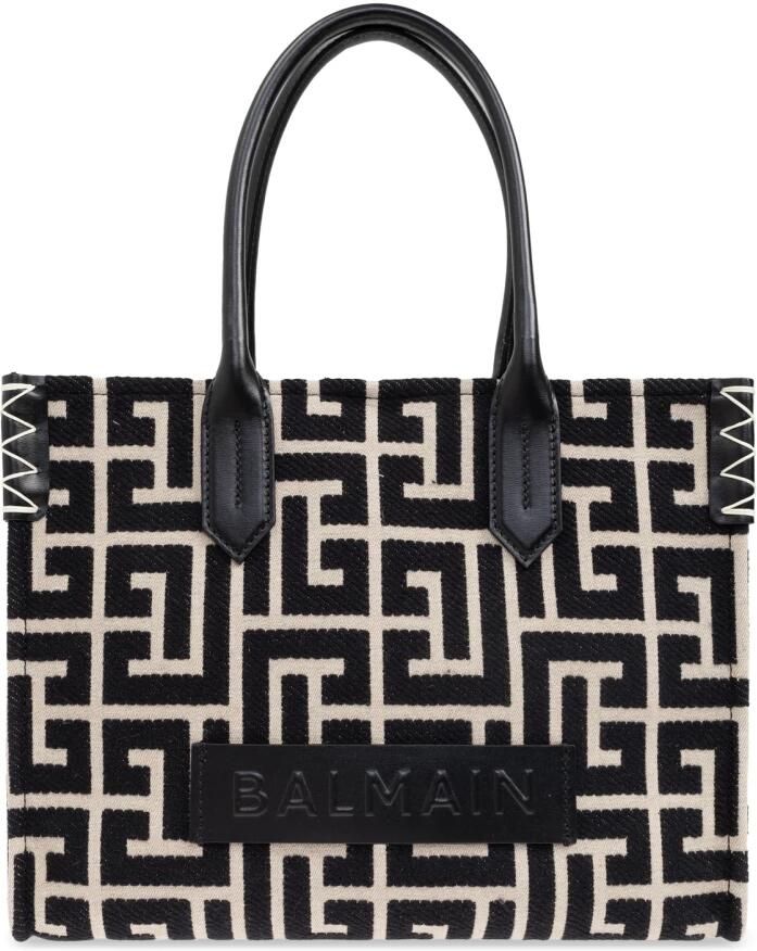 Balmain Totes & shoppers B-Army 36 Shopper Bag Cotton Ivory Black in zwart