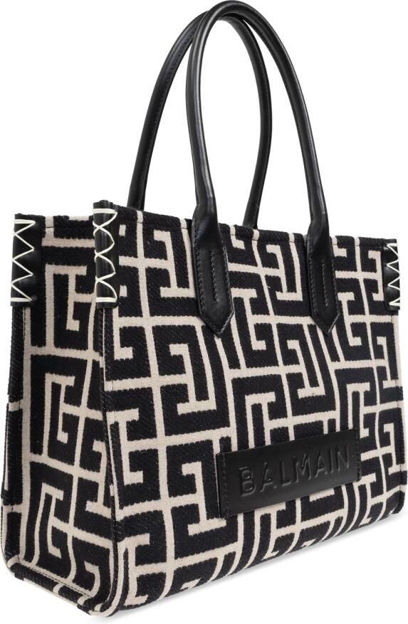 Balmain Totes & shoppers B-Army 36 Shopper Bag Cotton Ivory Black in zwart - Foto 5