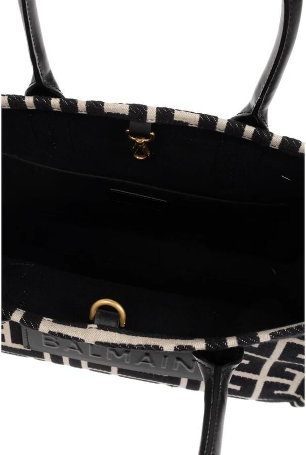 Balmain Totes & shoppers B-Army 36 Shopper Bag Cotton Ivory Black in zwart - Foto 2