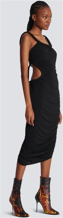 Balmain Lange gedrapeerde jerseyjurk Black Dames - Foto 4