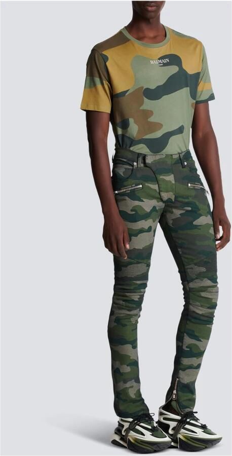 Balmain Slim-fit jeans in camouflage denim met geribbelde details Green Heren - Foto 7