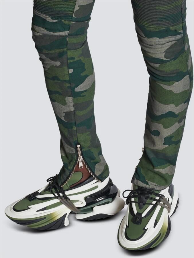 Balmain Slim-fit jeans in camouflage denim met geribbelde details Green Heren - Foto 2