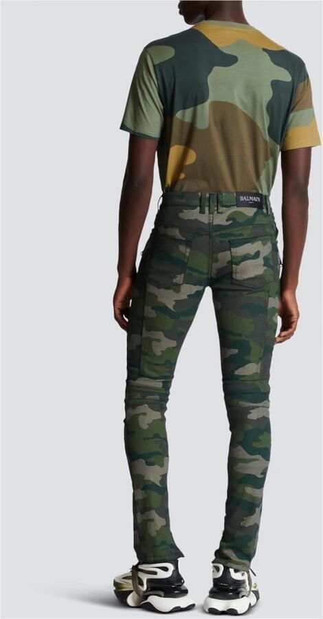 Balmain Slim-fit jeans in camouflage denim met geribbelde details Green Heren - Foto 6
