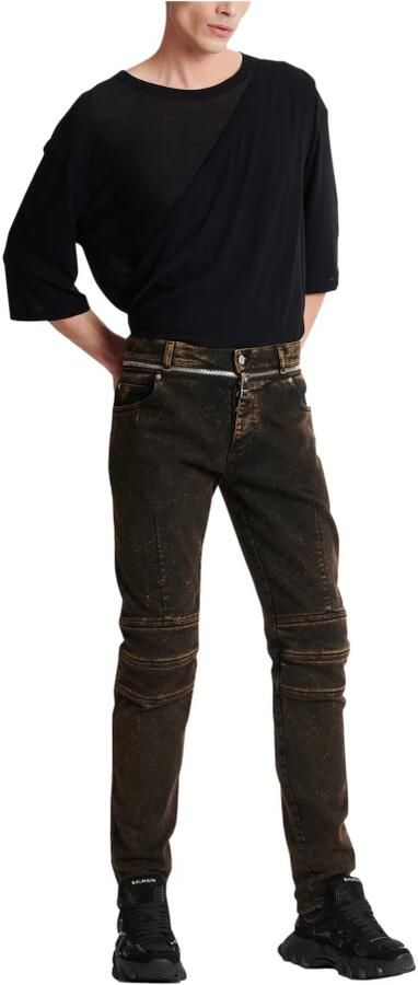 Balmain Slim-fit jeans met ritssluiting riem Black Heren - Foto 6