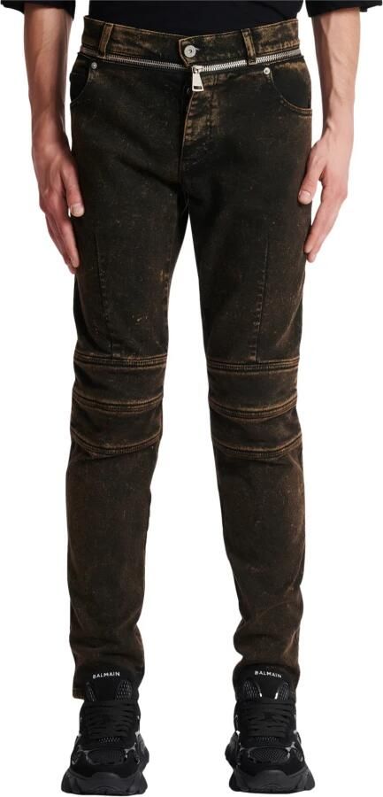 Balmain Slim-fit jeans met ritssluiting riem Black Heren - Foto 4