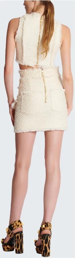Balmain Jupe crayon en tweed White Dames - Foto 6