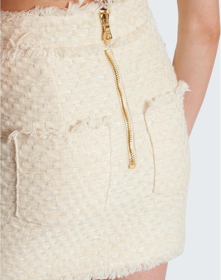 Balmain Jupe crayon en tweed White Dames - Foto 2