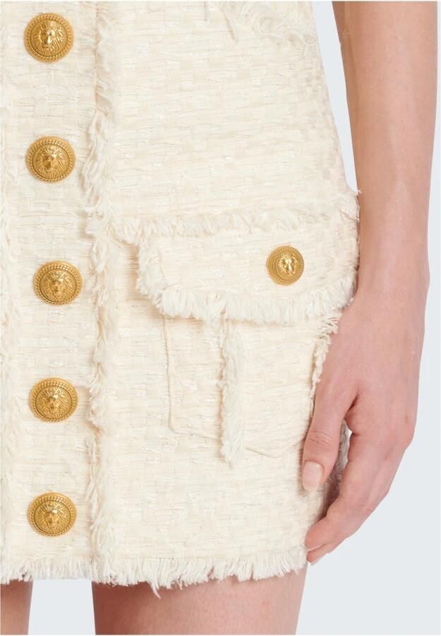 Balmain Jupe crayon en tweed White Dames - Foto 4