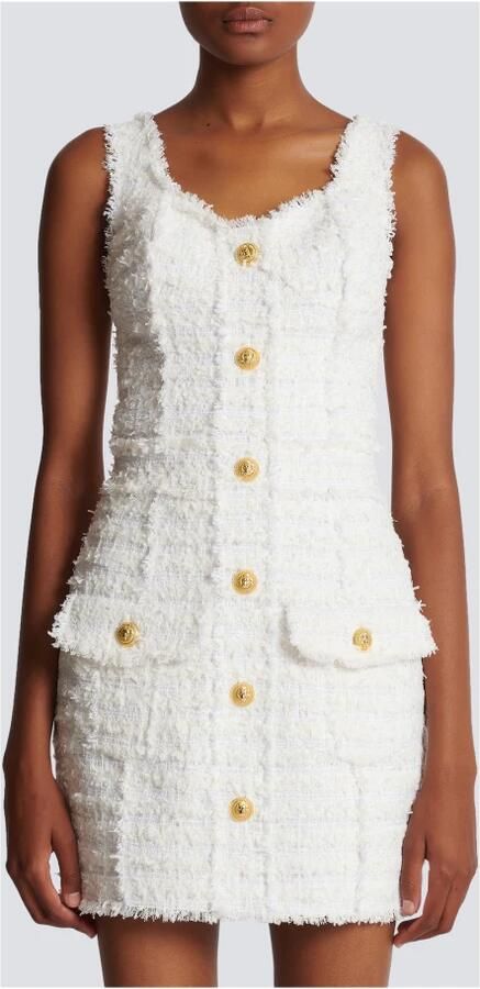 Balmain Tweedjurk met bandjes White Dames - Foto 2