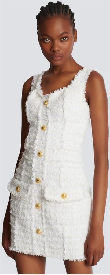 Balmain Tweedjurk met bandjes White Dames - Foto 4