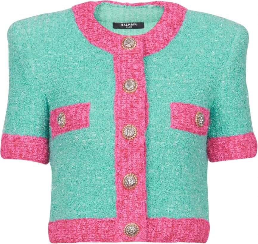 Balmain Tweekleurig Cropped Gebreid Vest Multicolor Dames