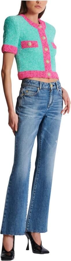 Balmain Tweekleurig Cropped Gebreid Vest Multicolor Dames - Foto 6
