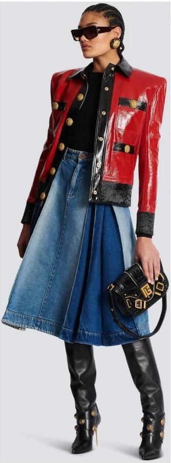 Balmain Patent Leren Jas Lion Head Knopen Red Dames - Foto 5