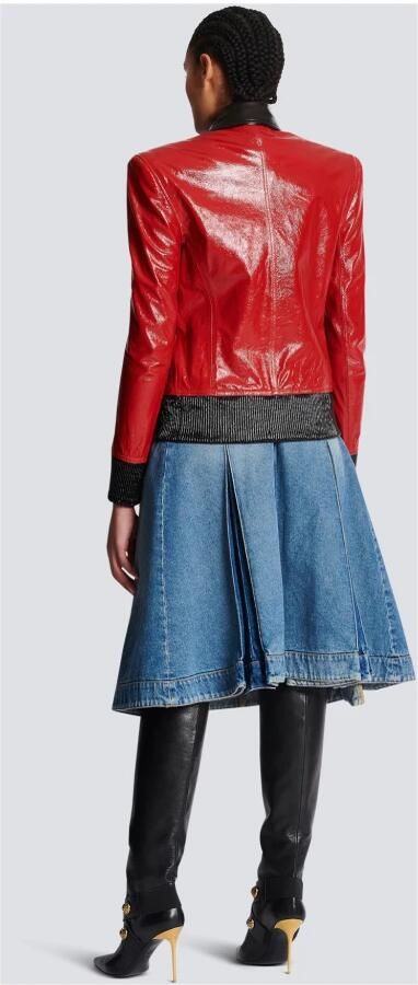 Balmain Patent Leren Jas Lion Head Knopen Red Dames - Foto 4