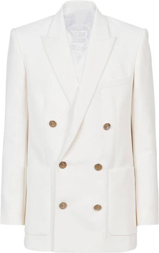 Balmain Twill blazer with double-breasted silver-tone buttoned fastening Wit Heren - Foto 6