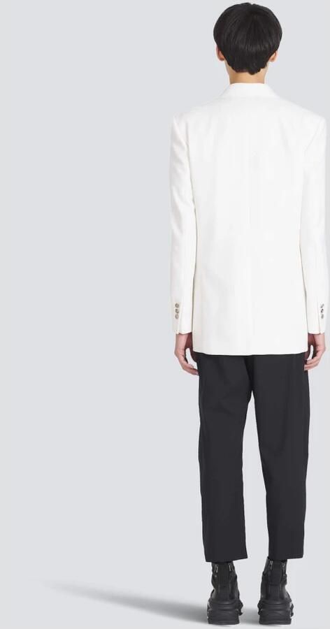 Balmain Twill blazer with double-breasted silver-tone buttoned fastening Wit Heren - Foto 5