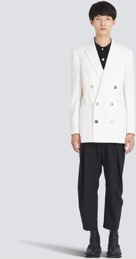 Balmain Twill blazer with double-breasted silver-tone buttoned fastening Wit Heren - Foto 4
